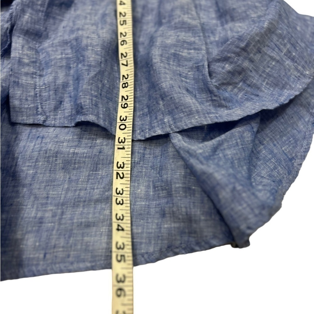 Chalet et Ceci Women’s Medium Blue Linen Lagenlook Tunic A Line Swing Hi Lo Hem - Picture 7 of 9